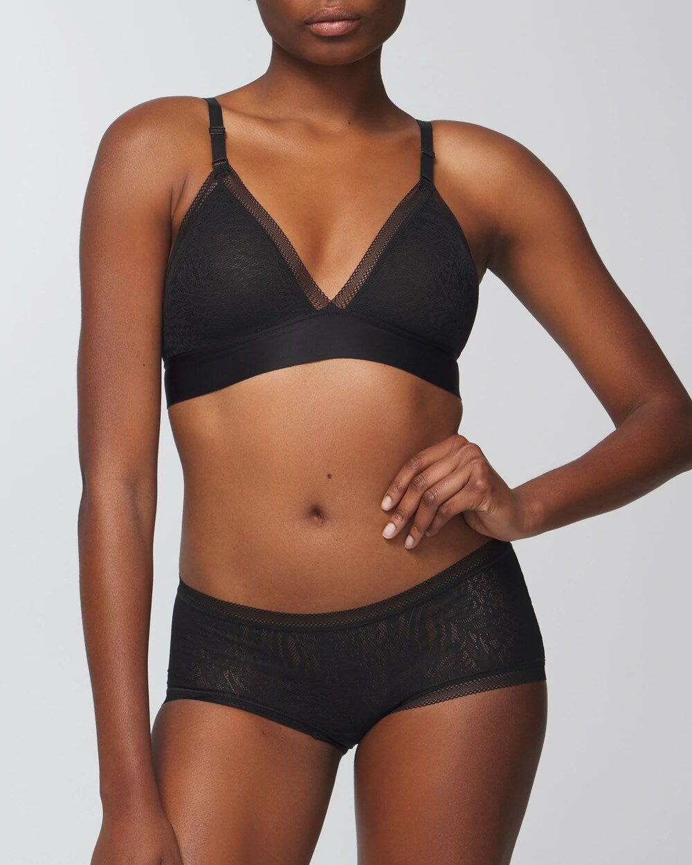 BLACK Soma Boyshort Panty with Stretch Lace