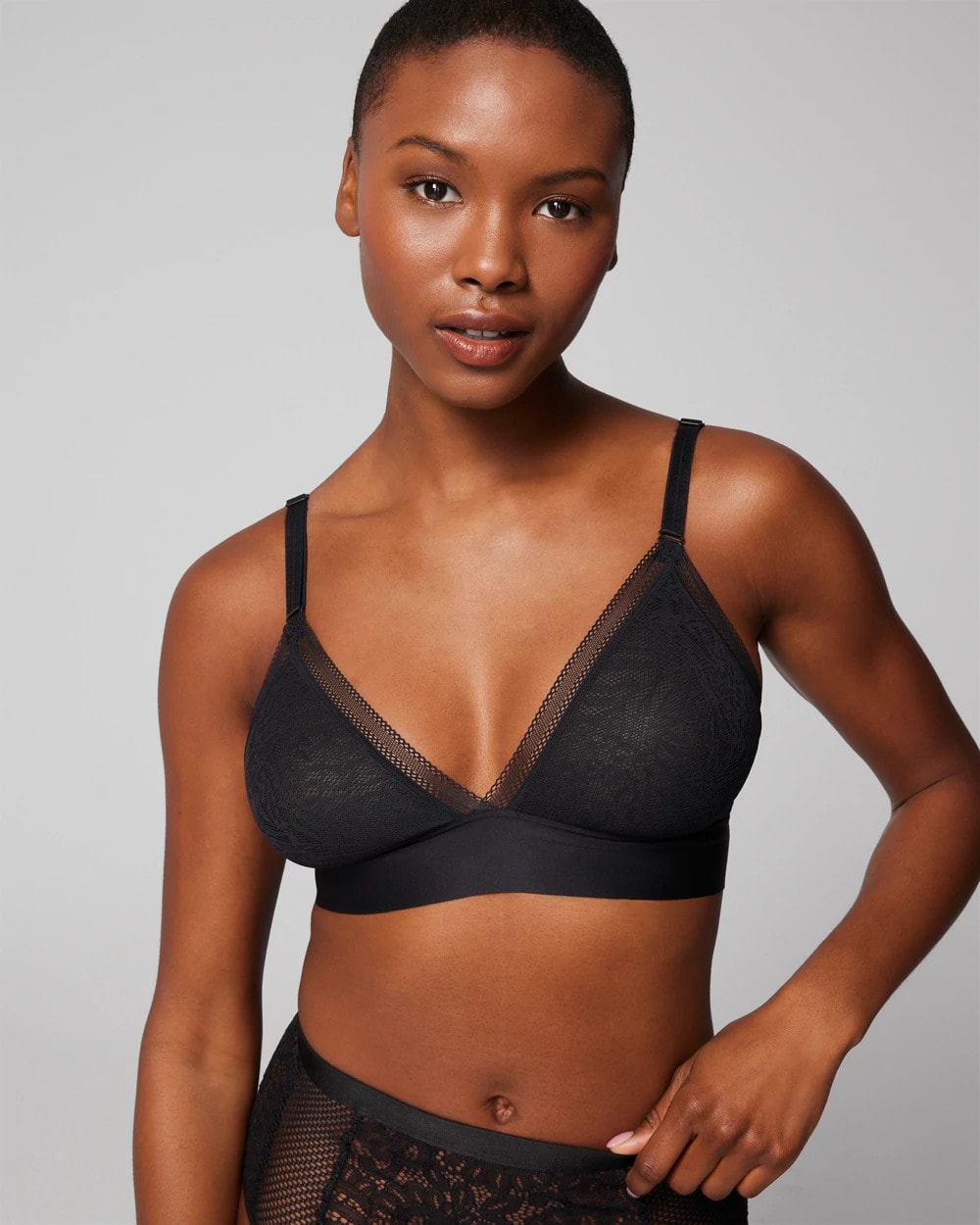 BLACK Triangle Bralette with Lace