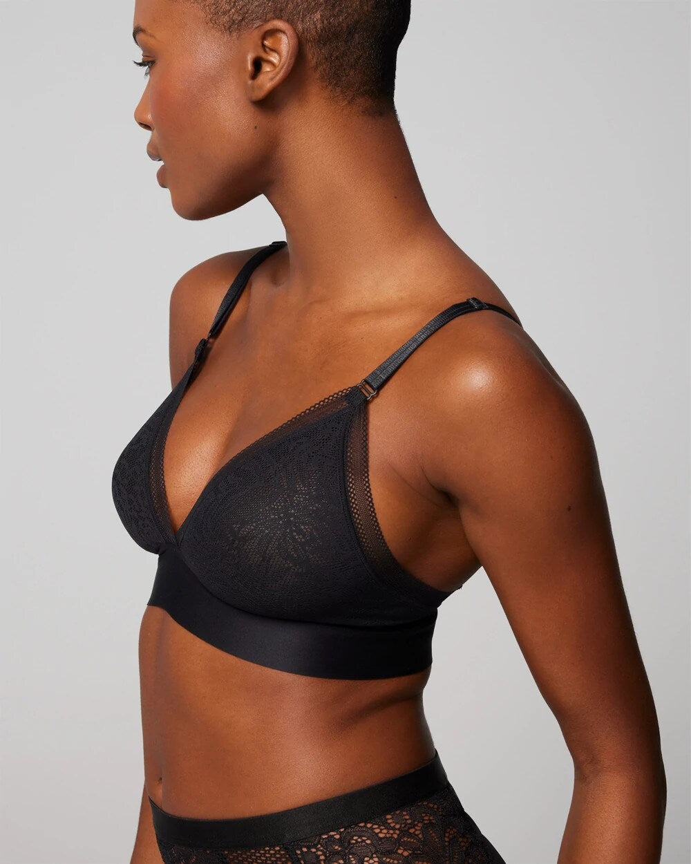 BLACK Triangle Bralette with Lace