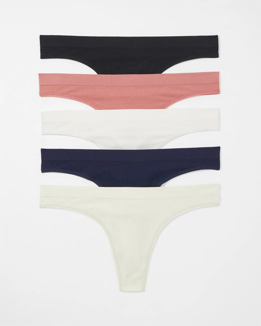 ALOE WASH MULTIPACK Rib Thong Panty 5 Pack