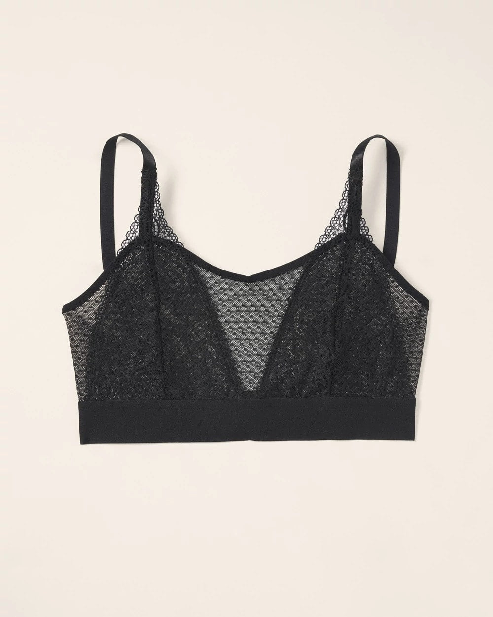 BLACK Wireless Pocketed Cupless Lace Bralette