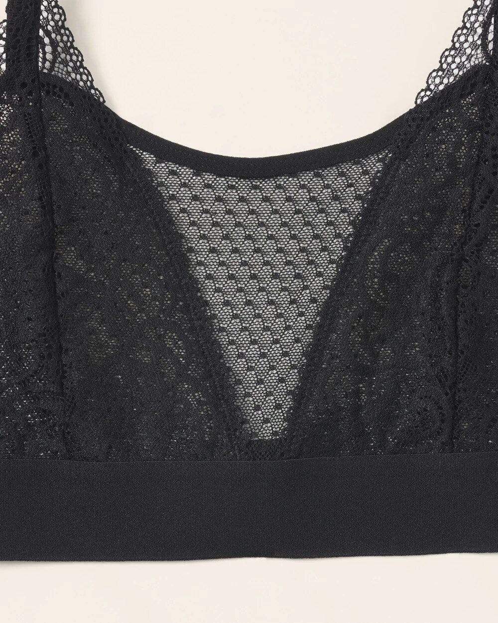 BLACK Wireless Pocketed Cupless Lace Bralette
