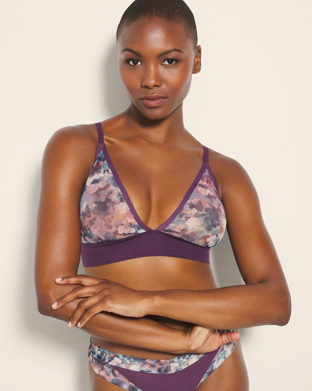 FLORAL MIRAGE MINI BLUE Triangle Mesh Bralette