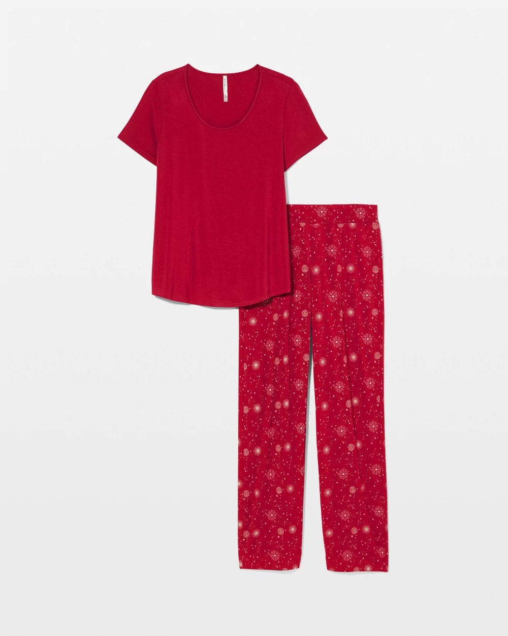 FIRST NIGHT RED/FOIL Packaged Short-Sleeve Pant Pajama Set
