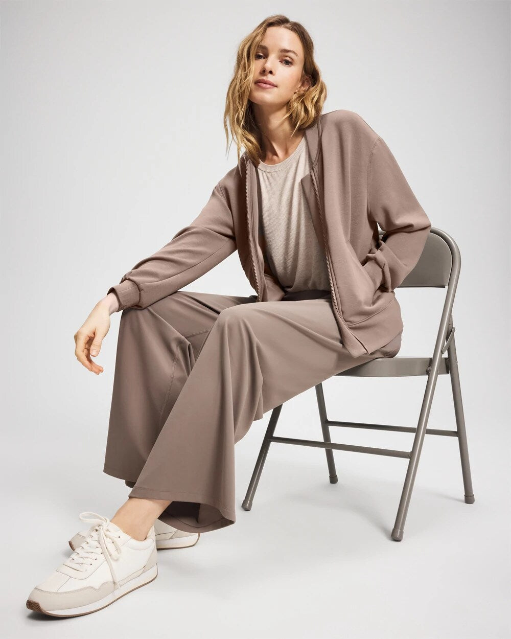 DARK TAUPE High-Waist Wide-Leg Pants