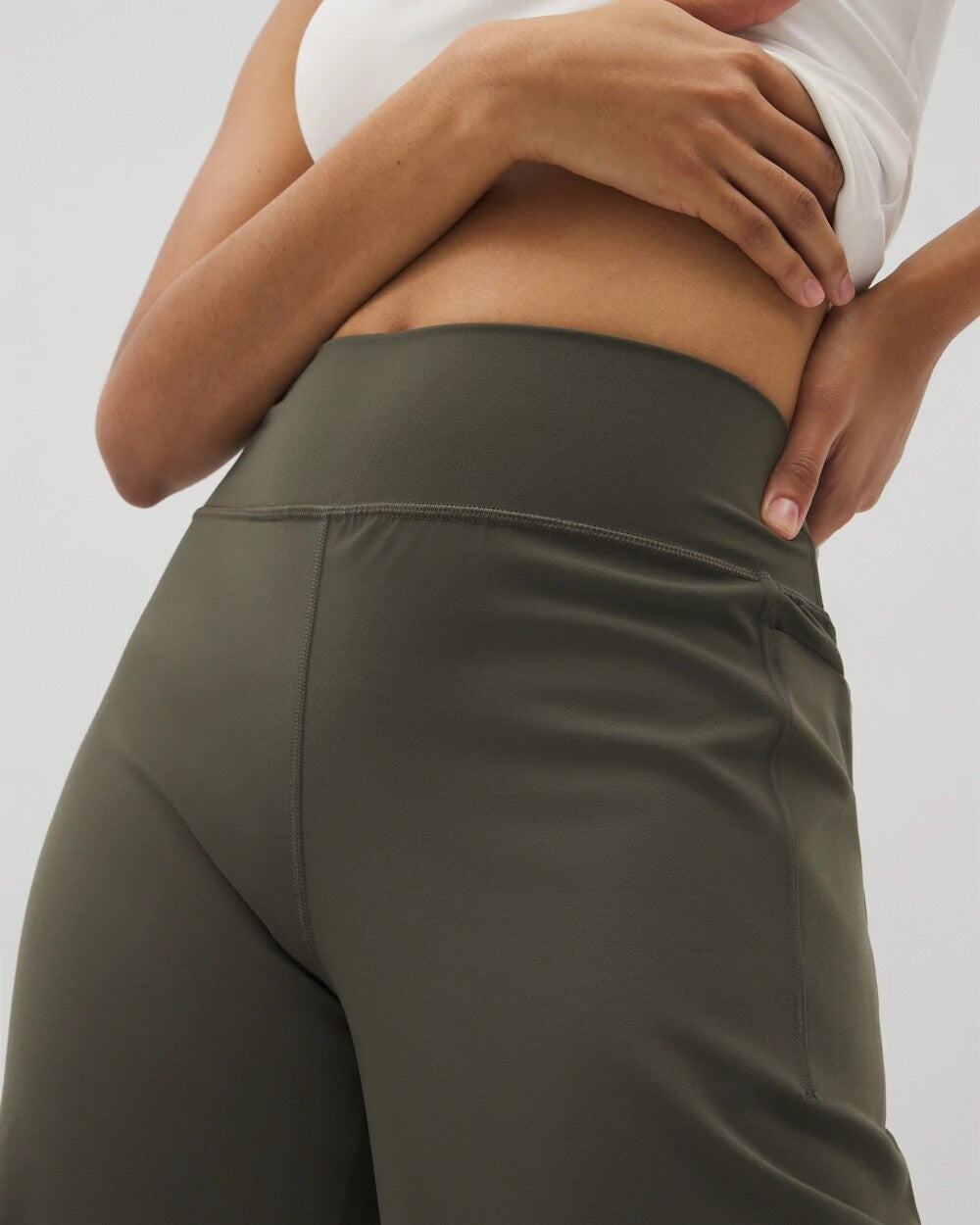 DARK GRAY OLIVE High-Waist Wide-Leg Pants