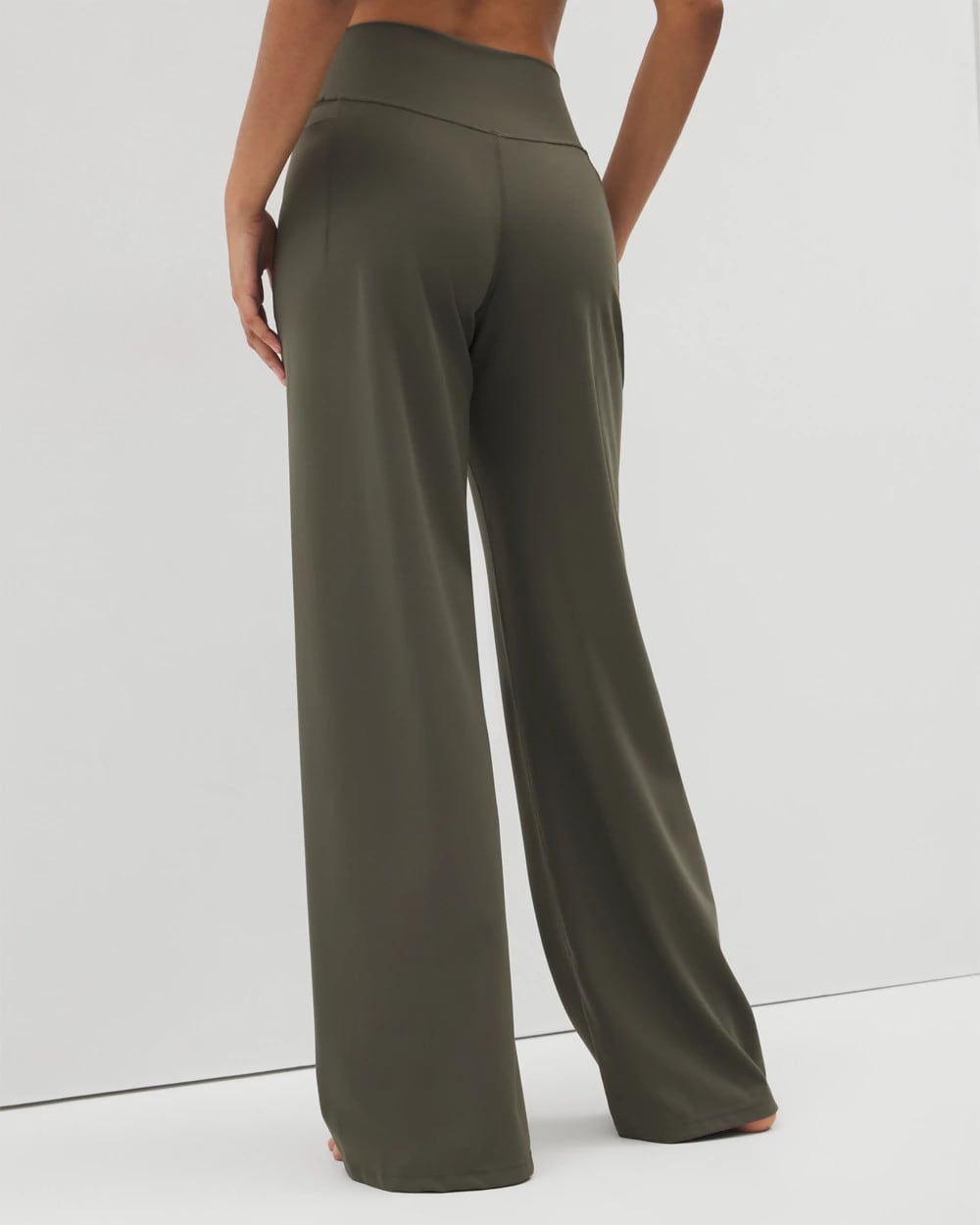 DARK GRAY OLIVE High-Waist Wide-Leg Pants
