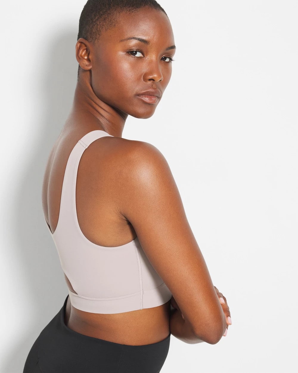 SILVER TAUPE High-Neck Yoga Bra