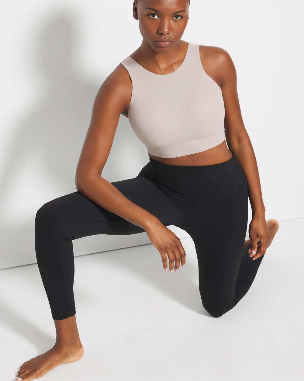 SILVER TAUPE High-Neck Yoga Bra
