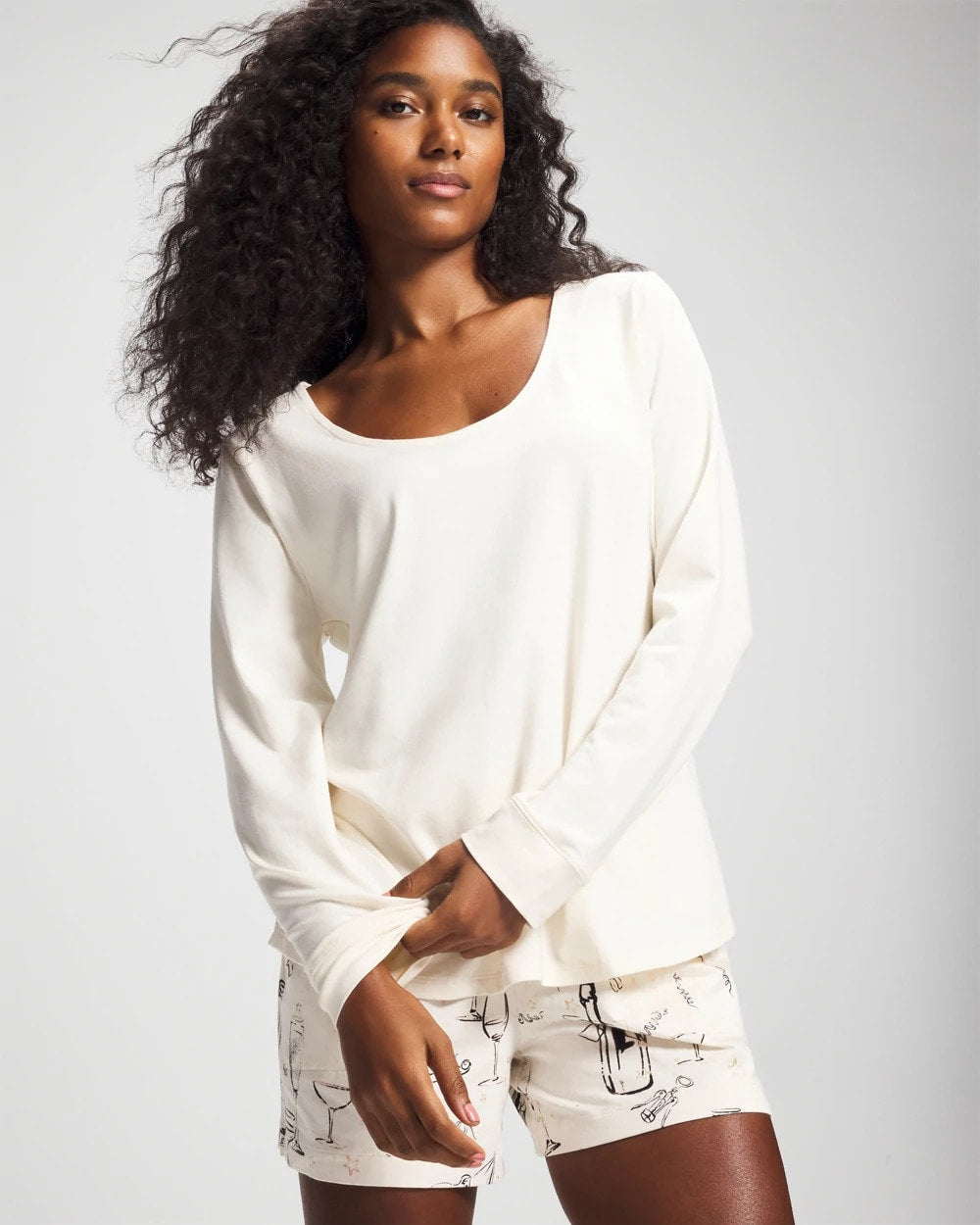 CHAMPAGNE DREAMS Long Sleeve Pajama Top
