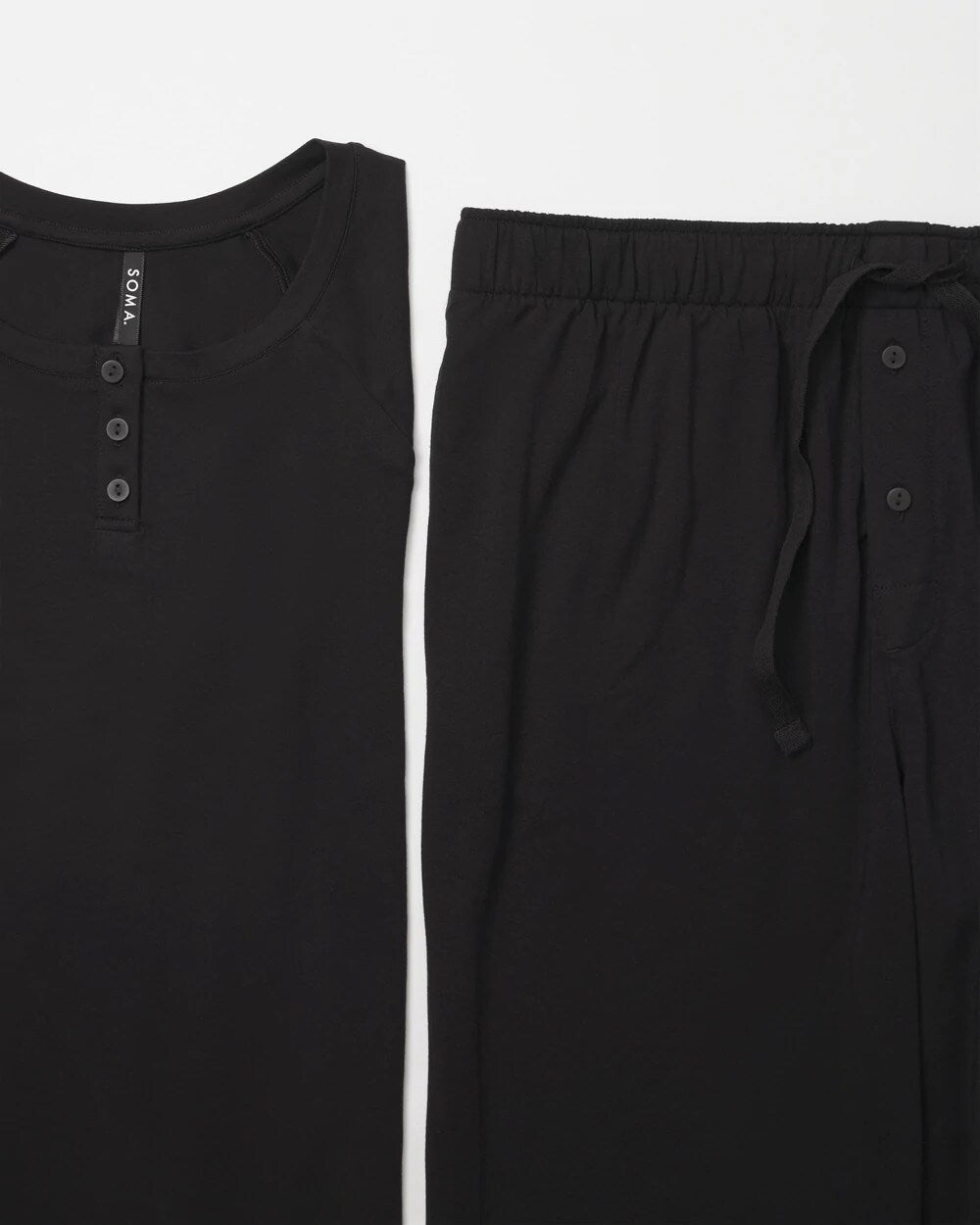 BLACK Men's Henley Pajama Top