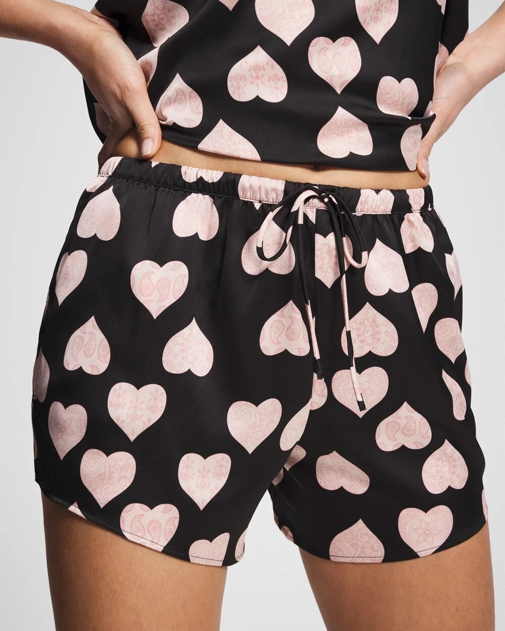 MANDALA HEARTS BLACK Pajama Shorts