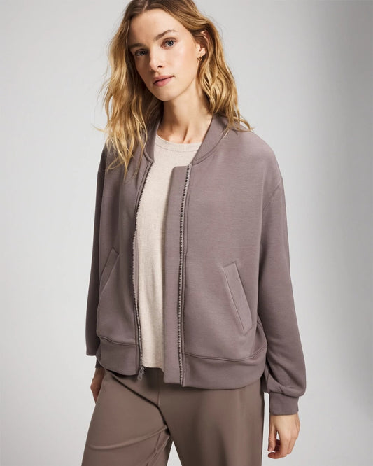DARK TAUPE Modern Modal Bomber Jacket