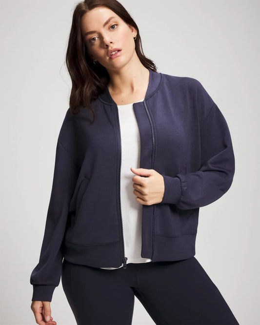DEEP INDIGO Modern Modal Bomber Jacket