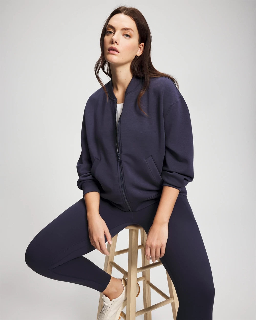 DEEP INDIGO Modern Modal Bomber Jacket