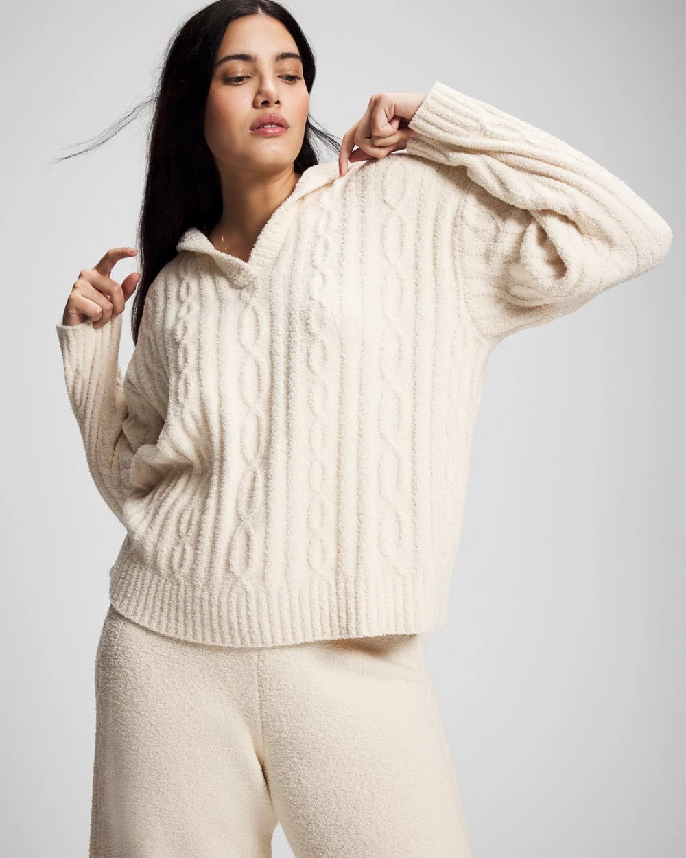 PARCHMENT Cable Knit Plush Hoodie