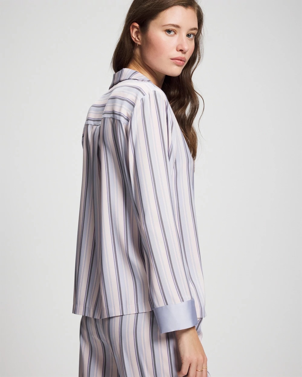 RELAX STRIPE BLUE OPAL Long-Sleeve Notch Collar