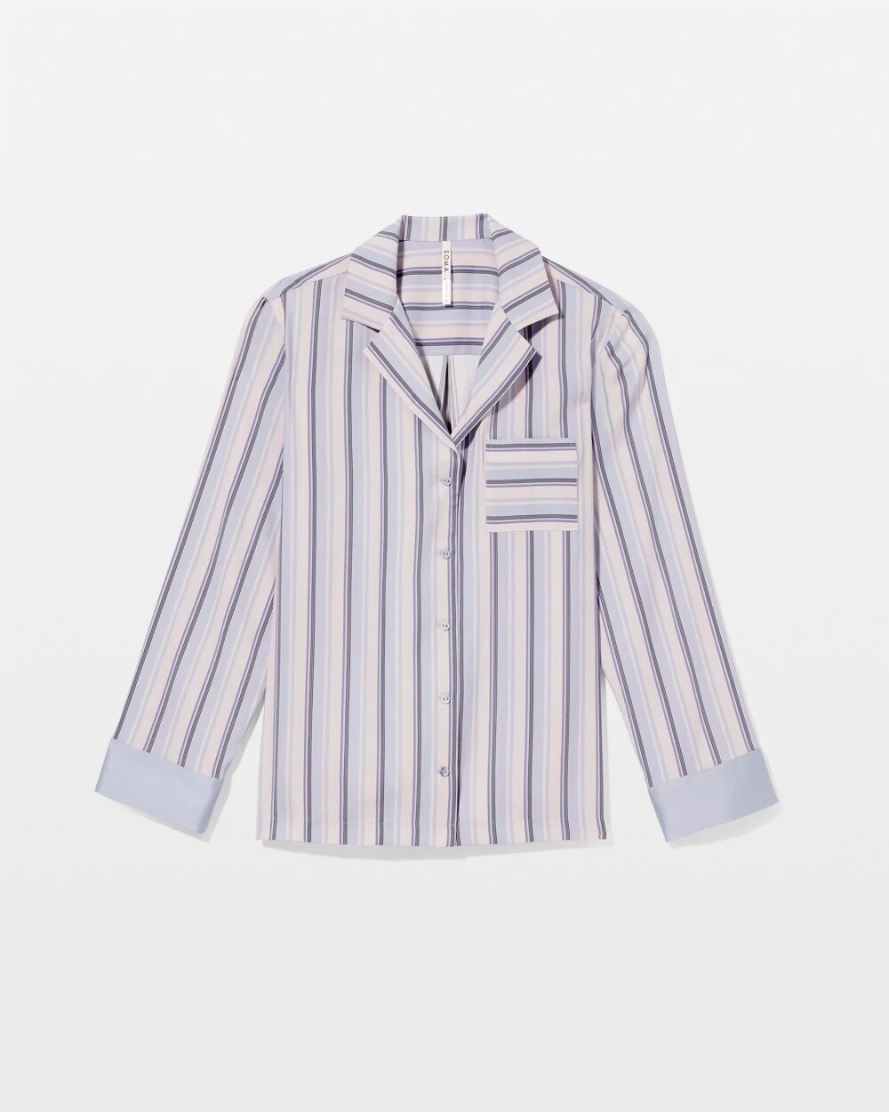 RELAX STRIPE BLUE OPAL Long-Sleeve Notch Collar