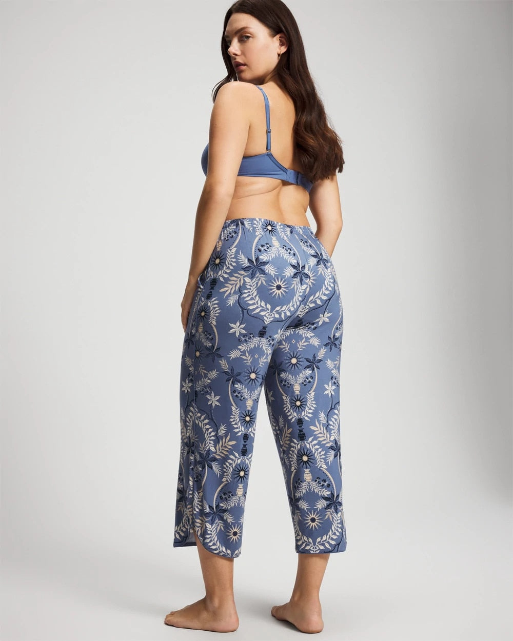 BOTANICAL TILE SUNDOWN Piped Crop Pajama Pants