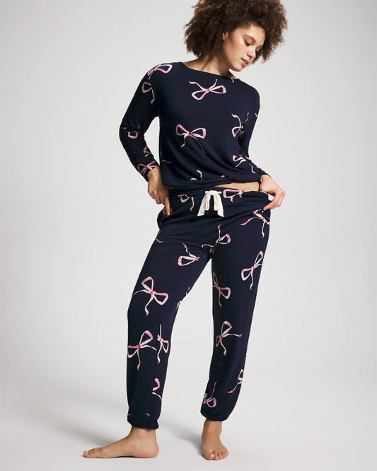 BELOVED BOWS GRAND NAVY Banded Ankle Pajama Pant