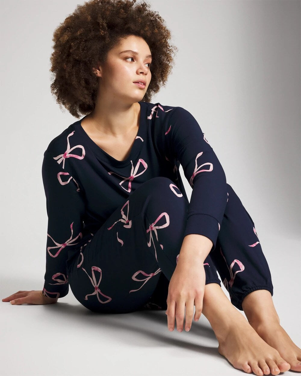 BELOVED BOWS GRAND NAVY Banded Ankle Pajama Pant