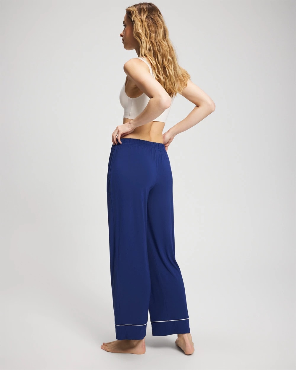 MAJESTY BLUE Solid Piped Pajama Pant