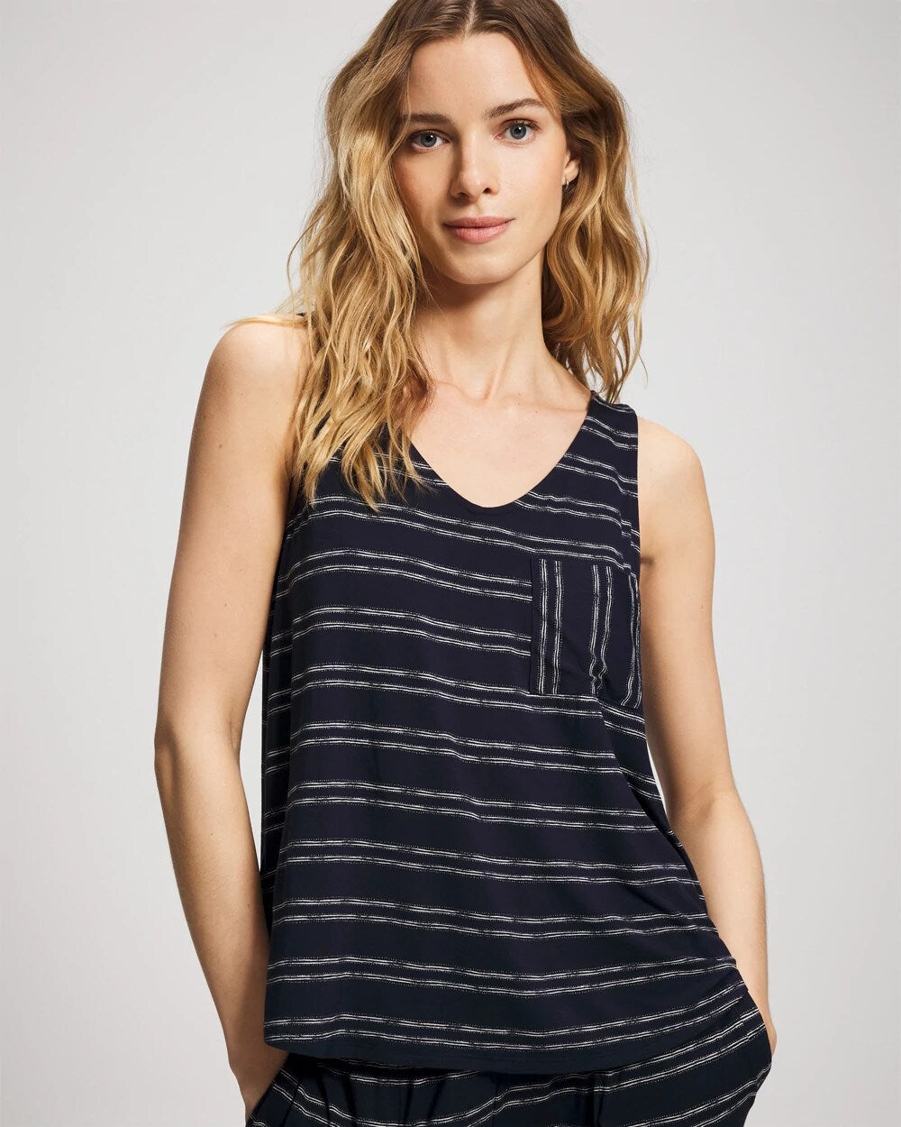 BOHO STRIPE NAVY V-Neck Pajama Tank