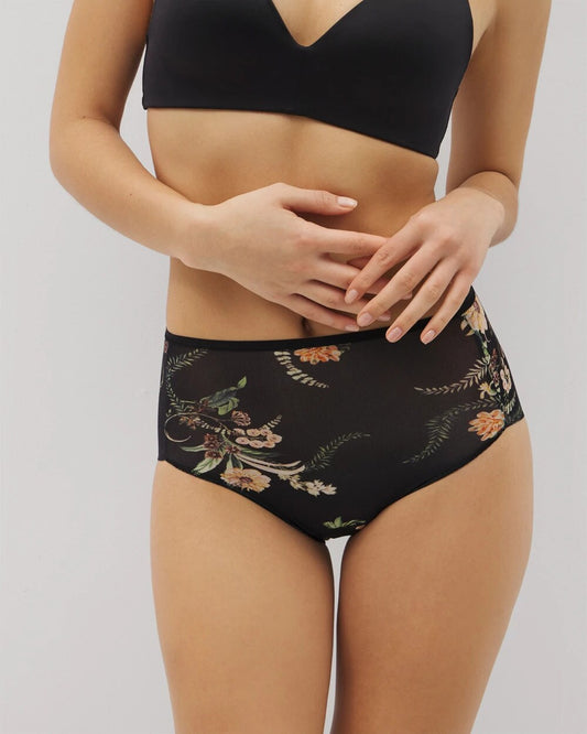 PARADISE PLUMES D M BLACK Modern Brief Panty