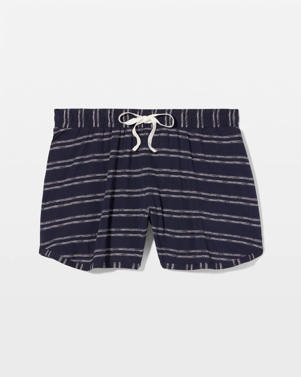 BOHO STRIPE NAVY Curved Hem Pajama Shorts
