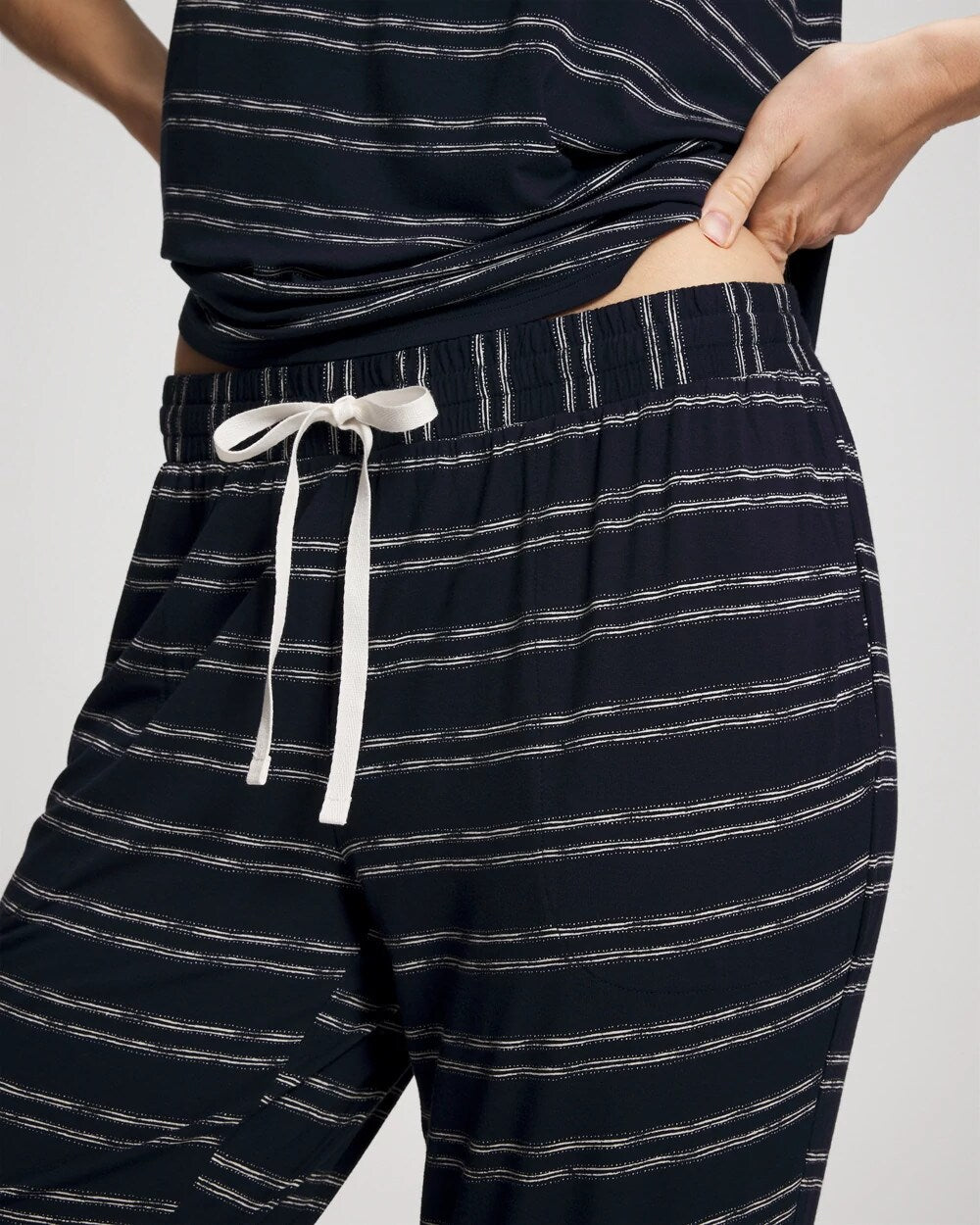BOHO STRIPE NAVY Banded Ankle Pajama Pant