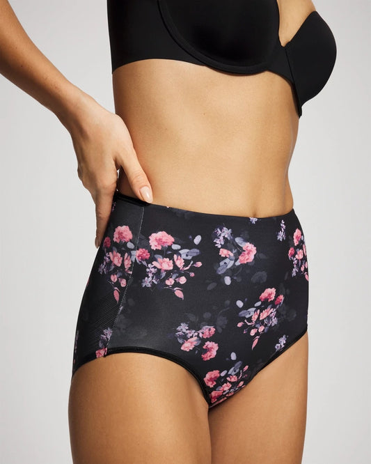FLORAL DREAMS BLACK MINI High-Waist Brief Panty