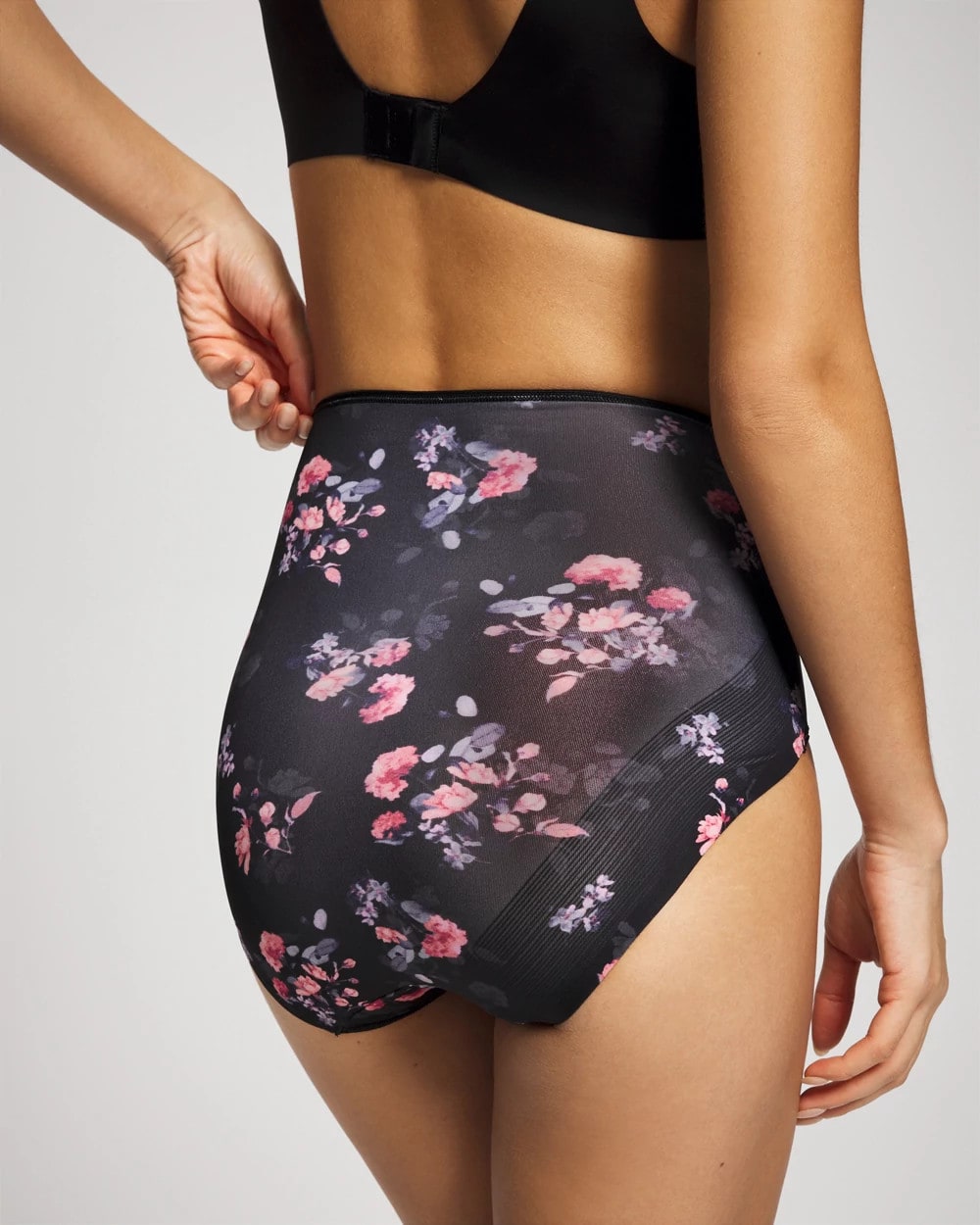 FLORAL DREAMS BLACK MINI High-Waist Brief Panty
