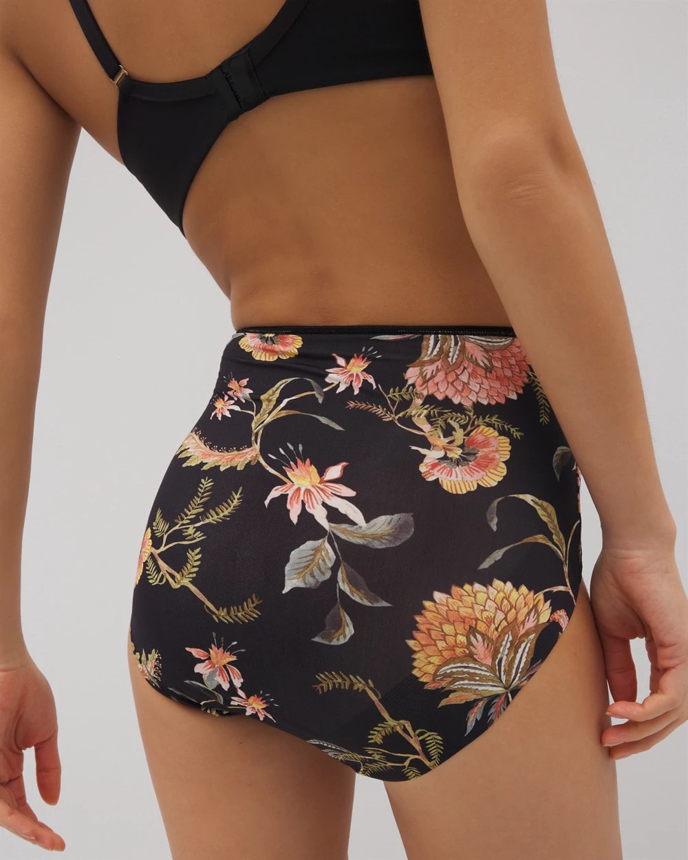 JAIPUR FLORAL BLACK High-Waist Brief Panty