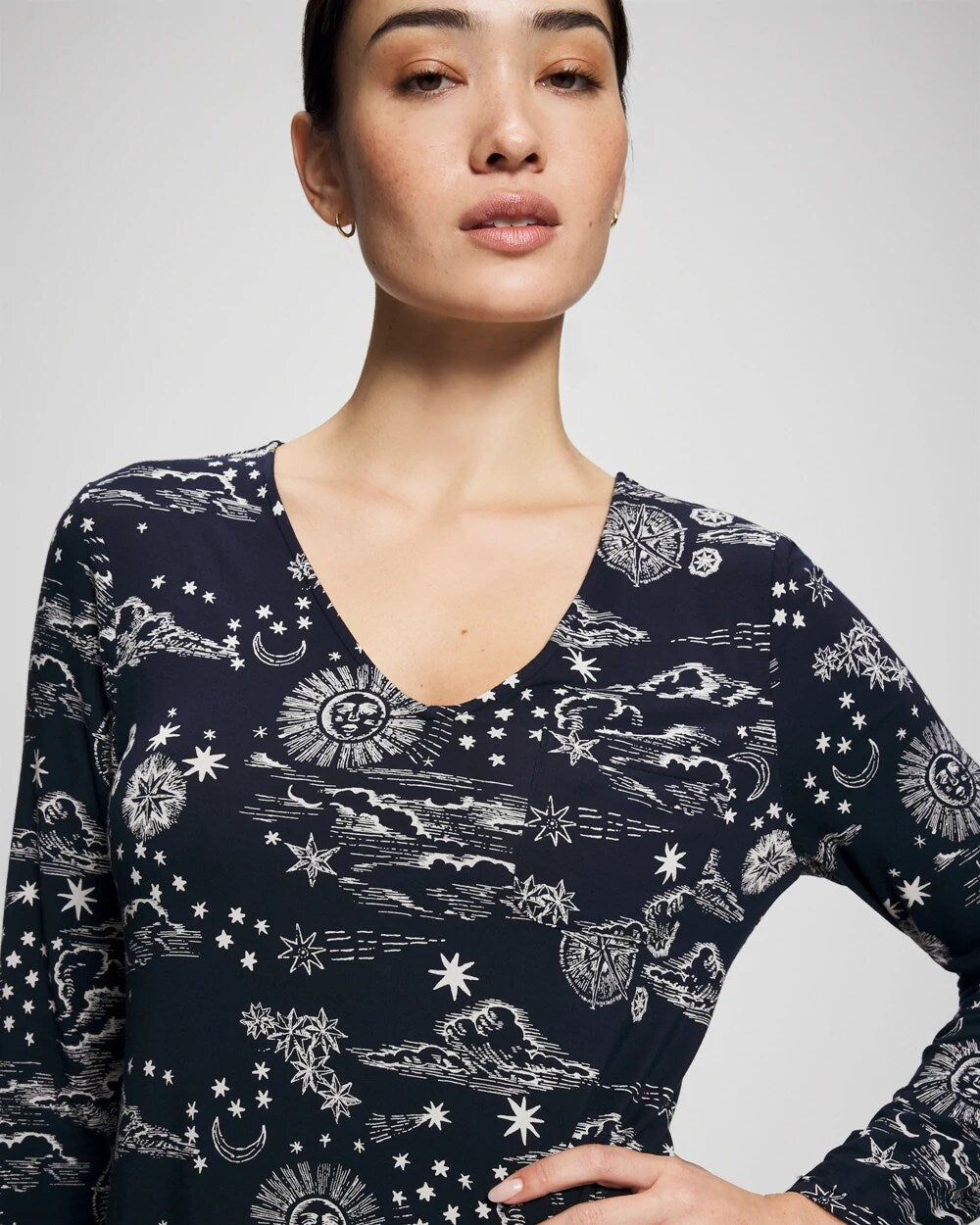 COSMIC BALLET NAVY Long-Sleeve Sleepshirt