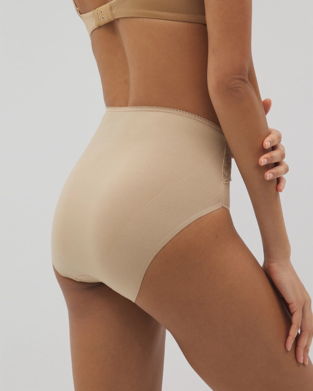 WARM AMBER Vanishing Edge Microfiber Modern Brief Panty with Lace