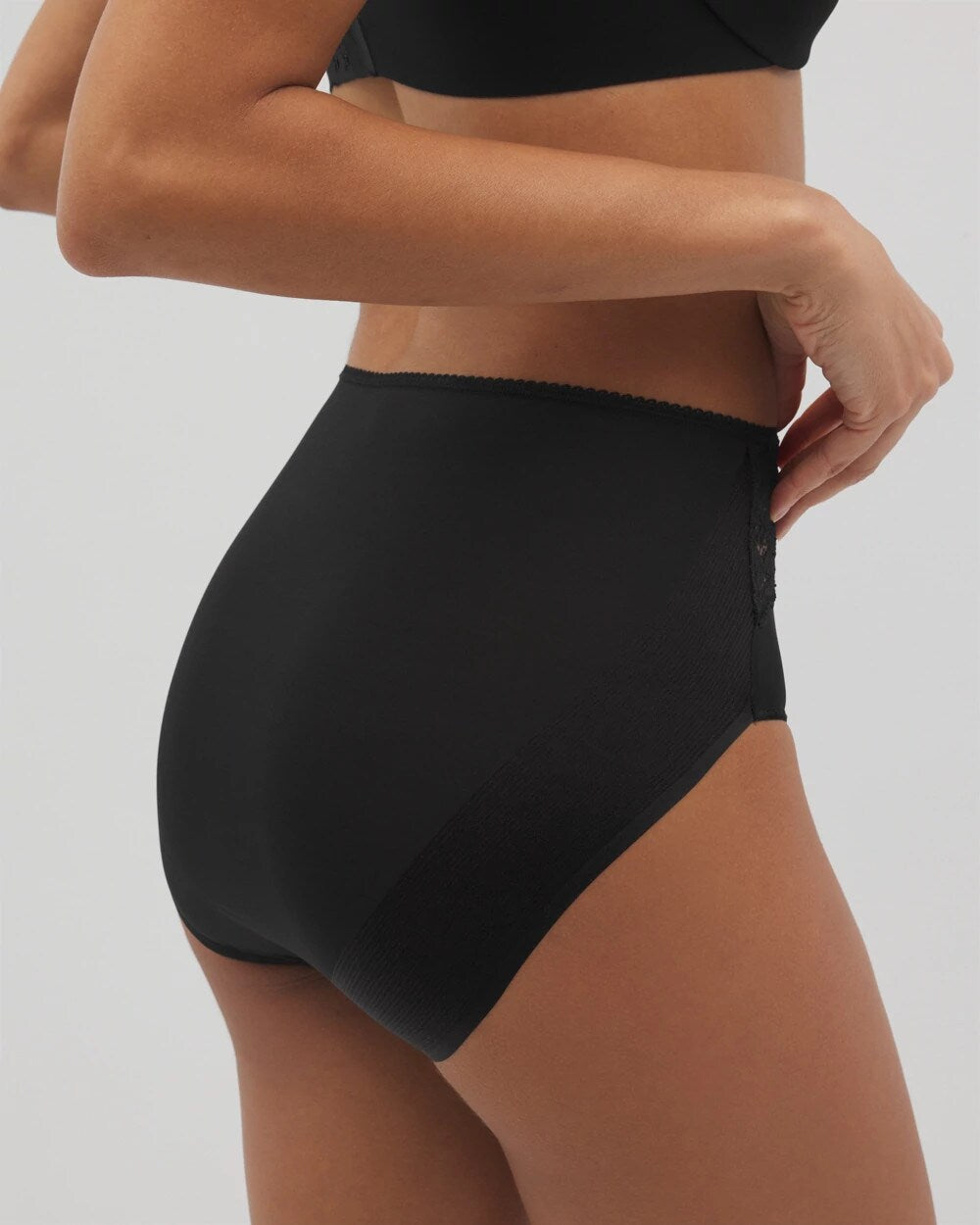 BLACK Vanishing Edge Microfiber Modern Brief Panty with Lace