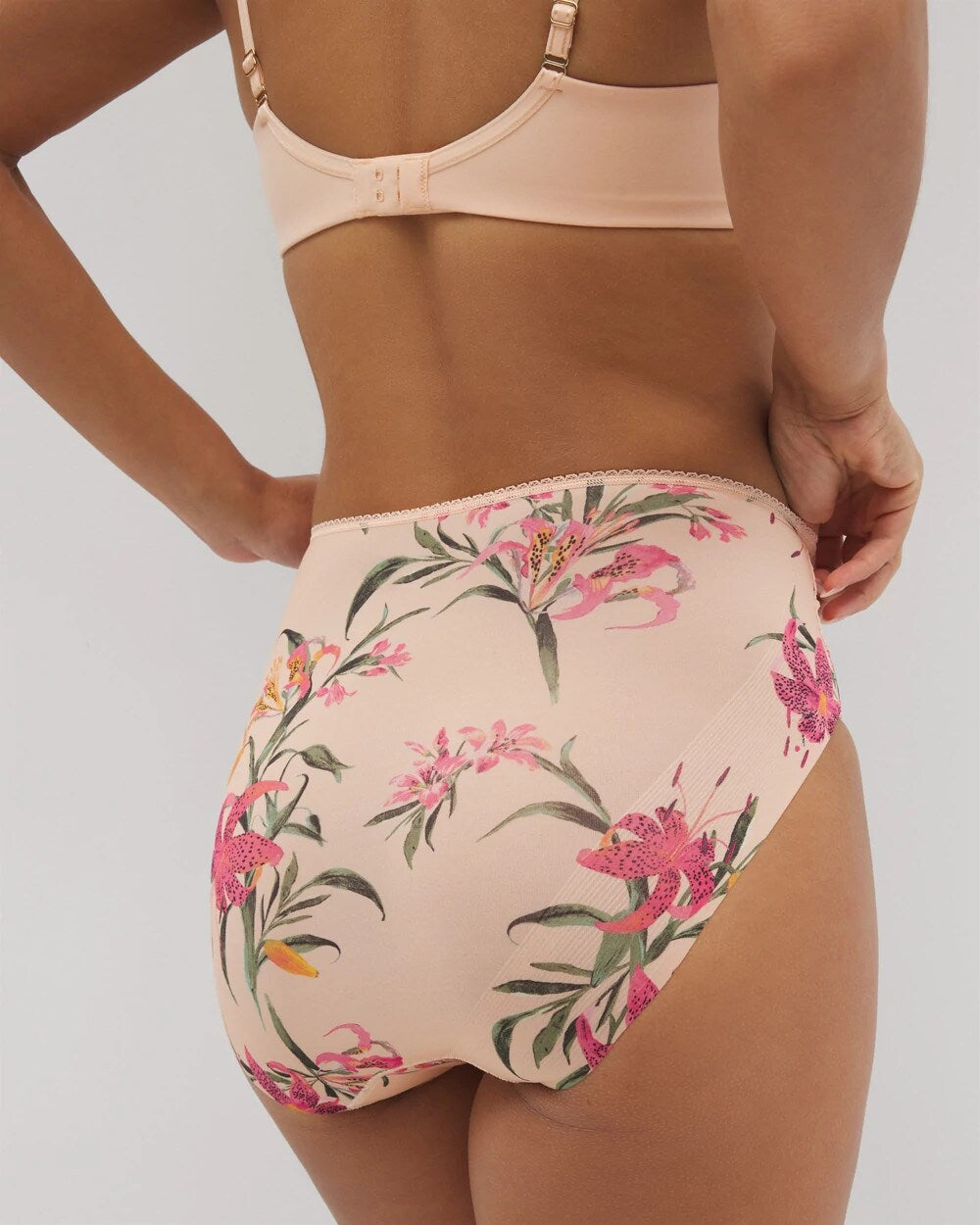 LE TIGRE FLORA MINI PEACH Vanishing Edge Microfiber Modern Brief Panty with Lace
