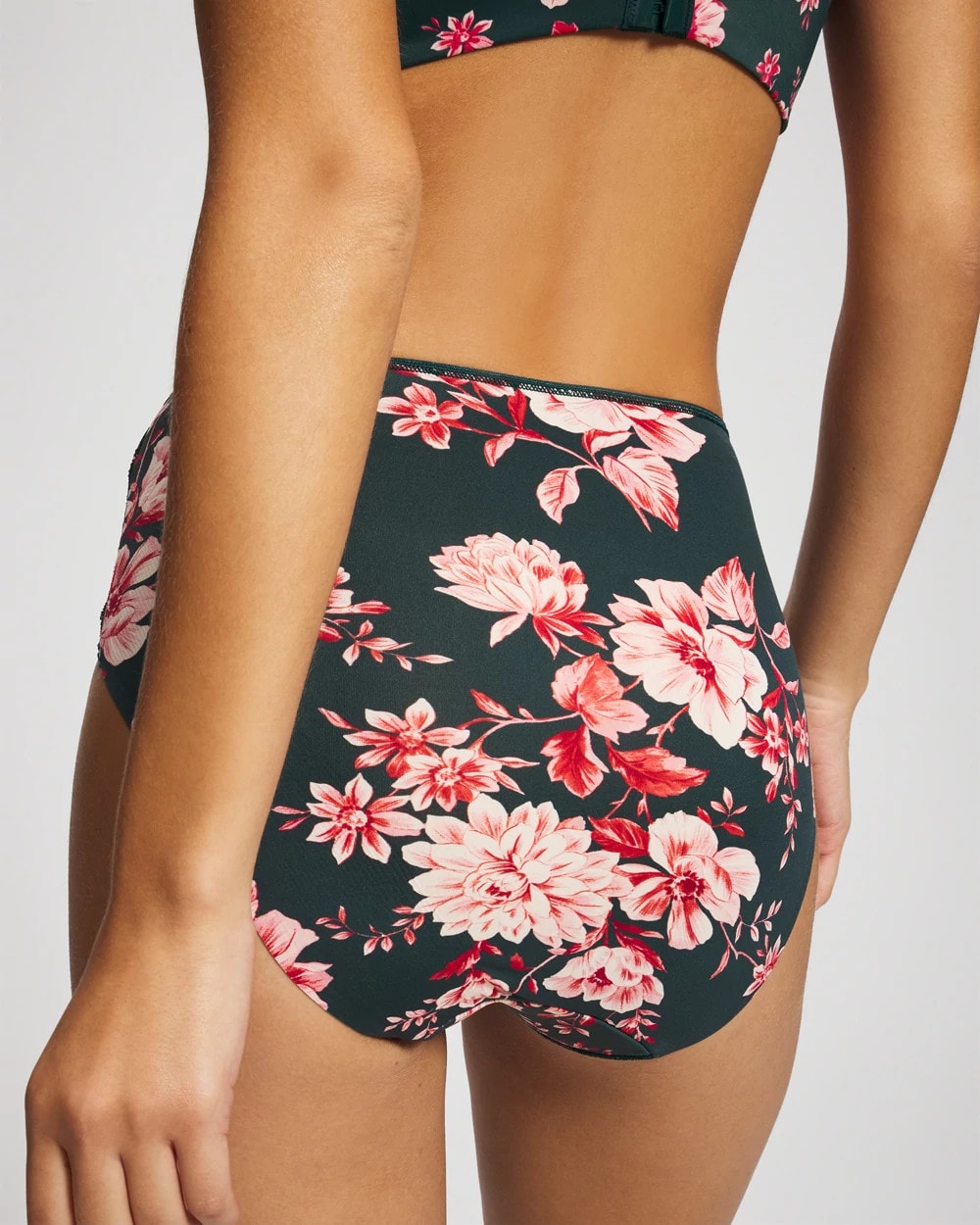 COTTAGE FLORAL MINI GREEN Tummy Modern Brief Panty with Lace