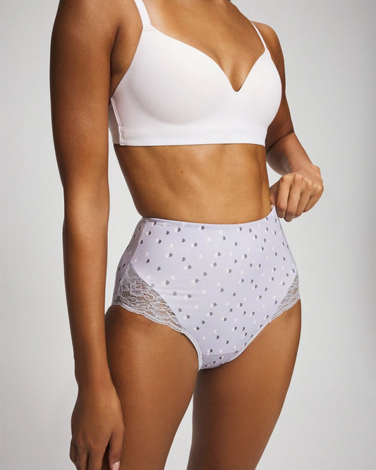HALF MOON BLUE OPAL Tummy High-Waist Brief Panty with Lace