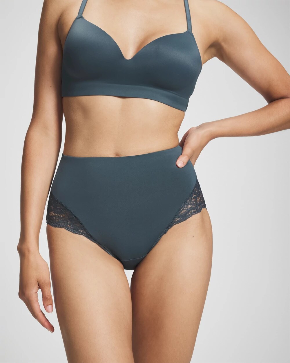 PETROL Tummy High-Waist Brief Panty with Lace