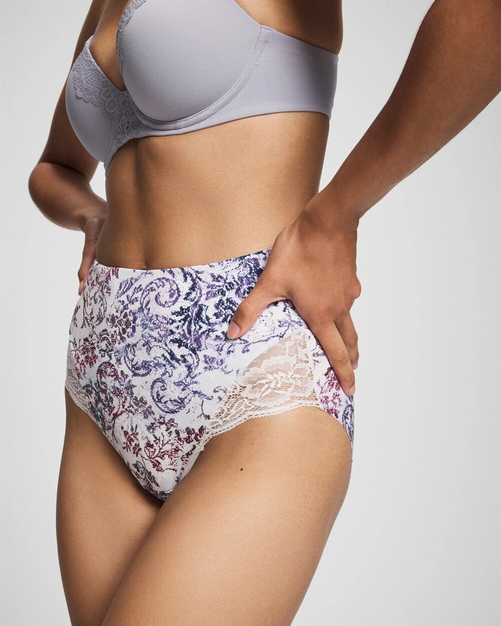 LACE HARMONY M LILAC Tummy High-Waist Brief Panty with Lace