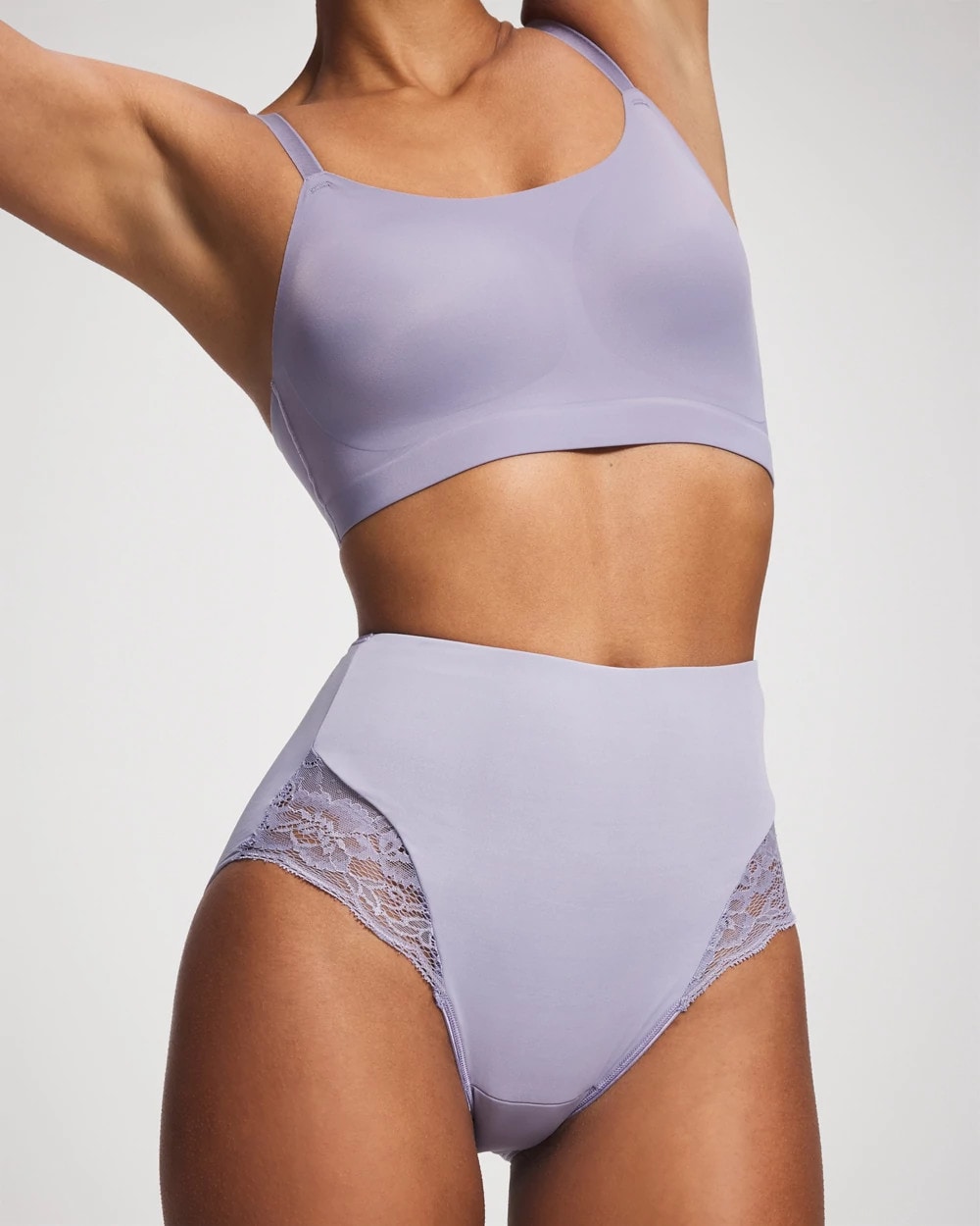 LAVENDER CLOUD Tummy High-Waist Brief Panty with Lace