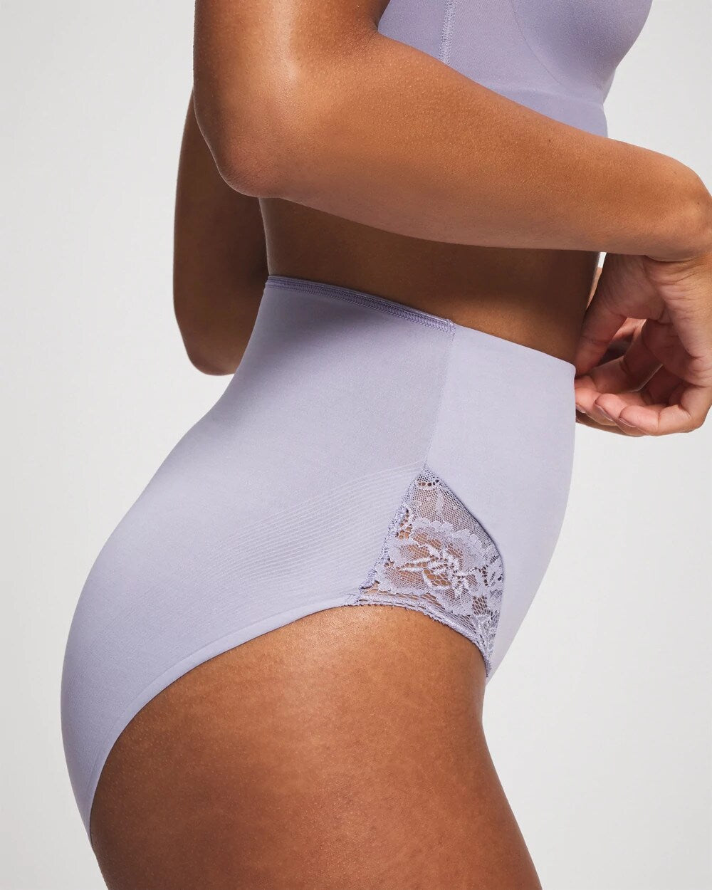 LAVENDER CLOUD Tummy High-Waist Brief Panty with Lace