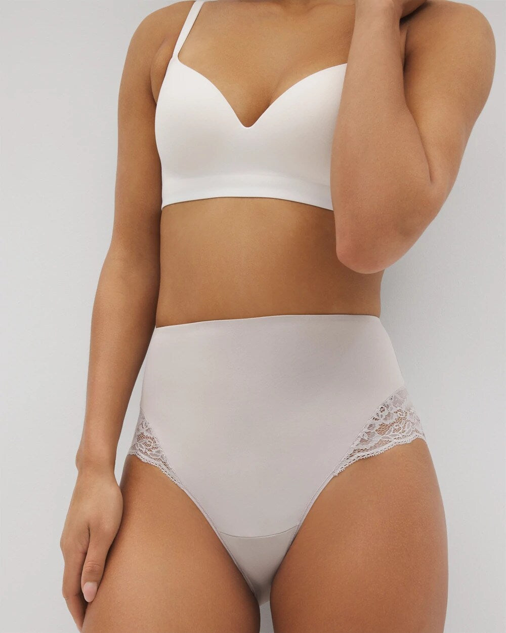 GRAY GLASS Tummy High-Waist Brief Panty with Lace