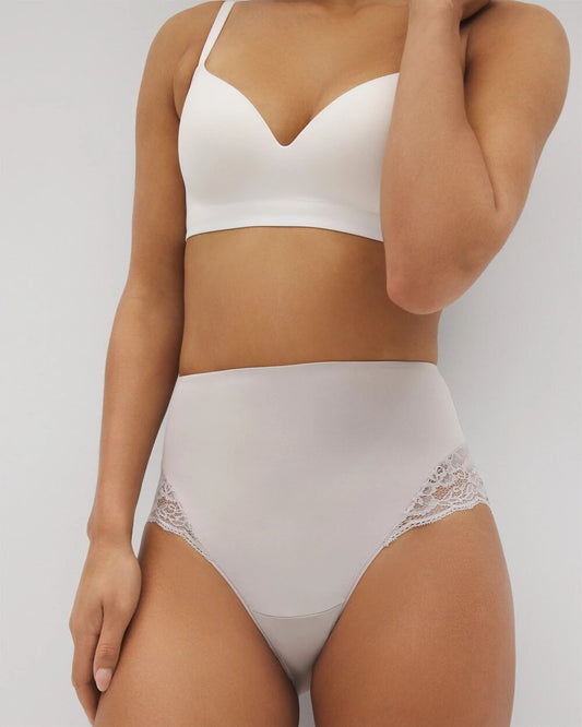 GRAY GLASS Tummy High-Waist Brief Panty with Lace