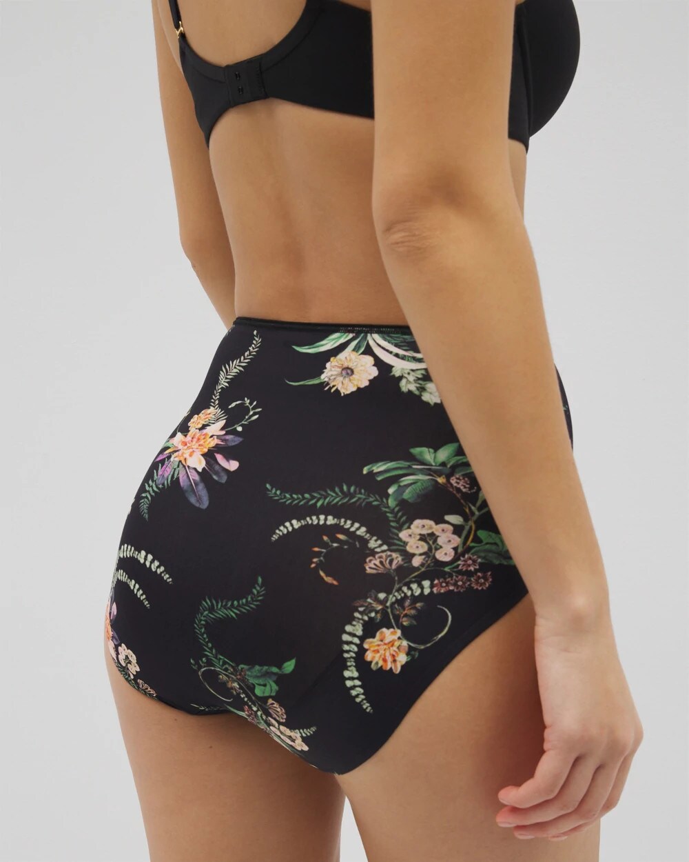 PARADISE PLUMES D M BLACK Tummy High-Waist Brief Panty with Lace