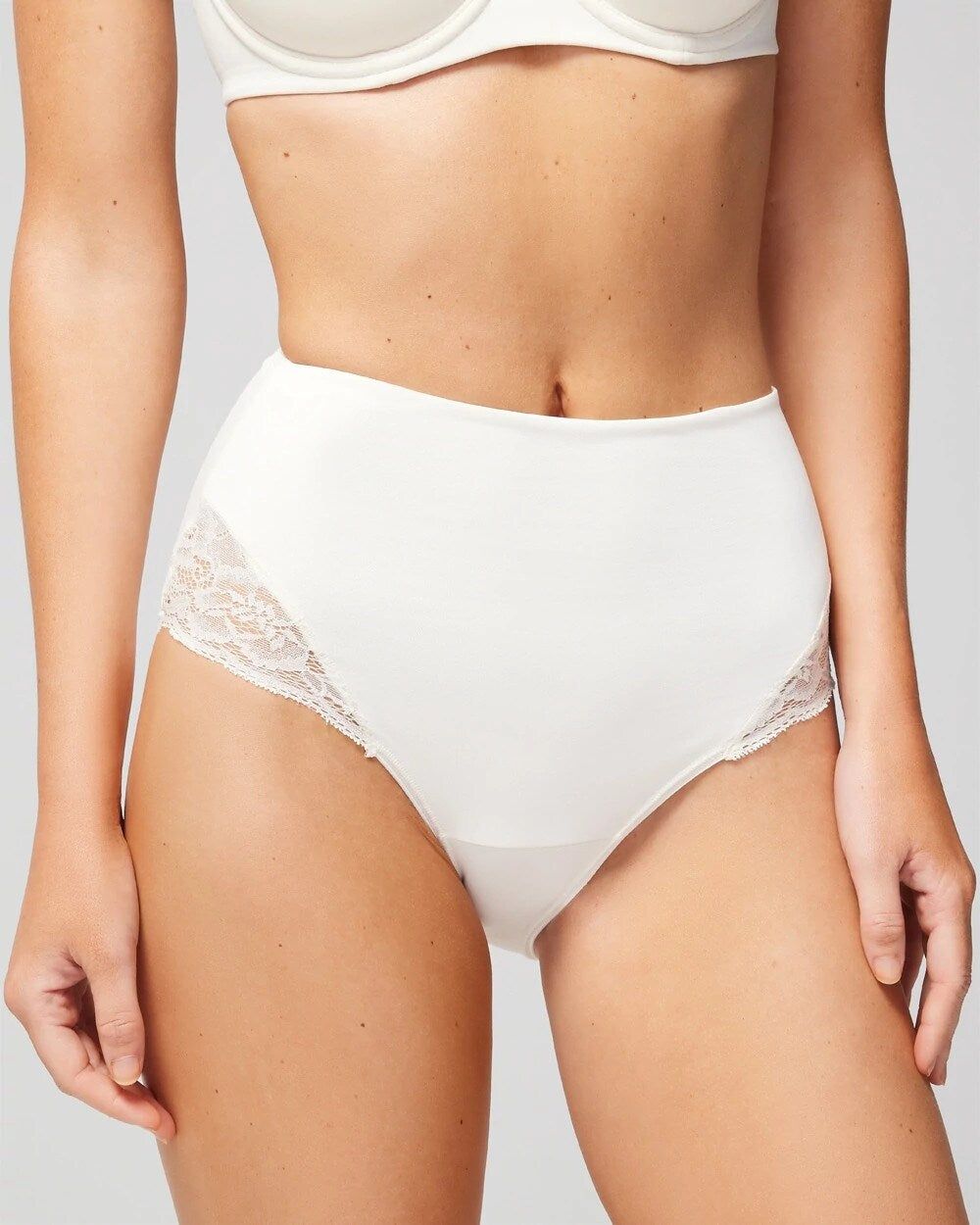 IVORY High-Waist Brief Panty with Lace