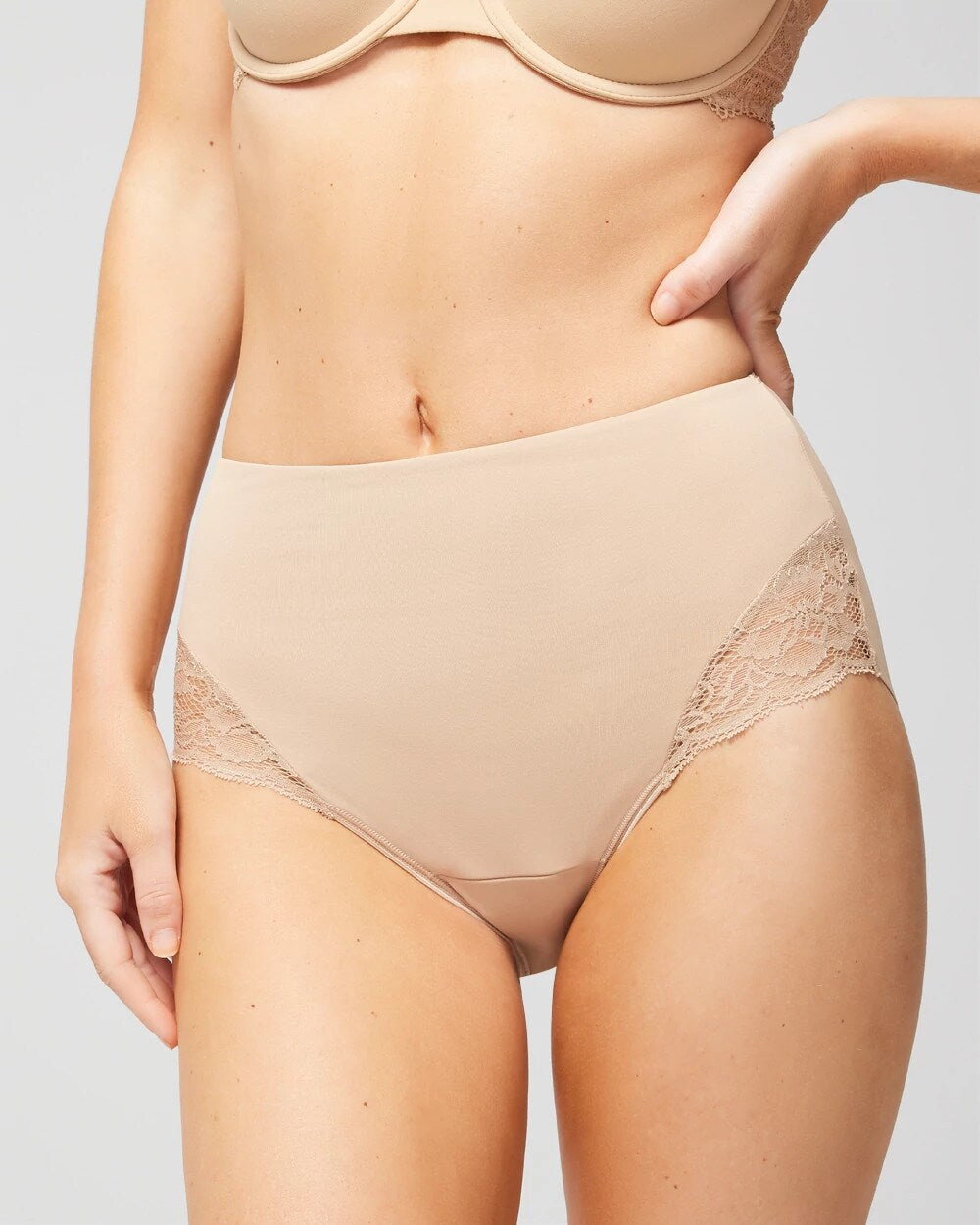 WARM AMBER High-Waist Brief Panty with Lace