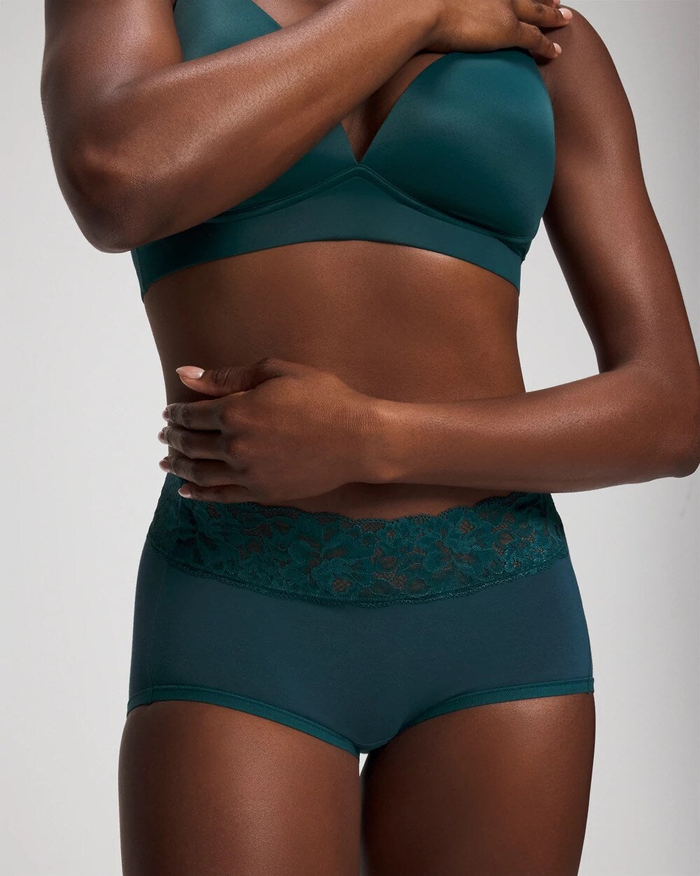 DEEP TEAL W/ DTM FOIL Brief Panty with Super Soft Signature Lace