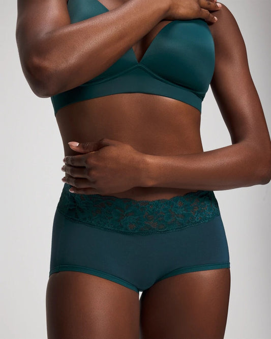 DEEP TEAL W/ DTM FOIL Brief Panty with Super Soft Signature Lace